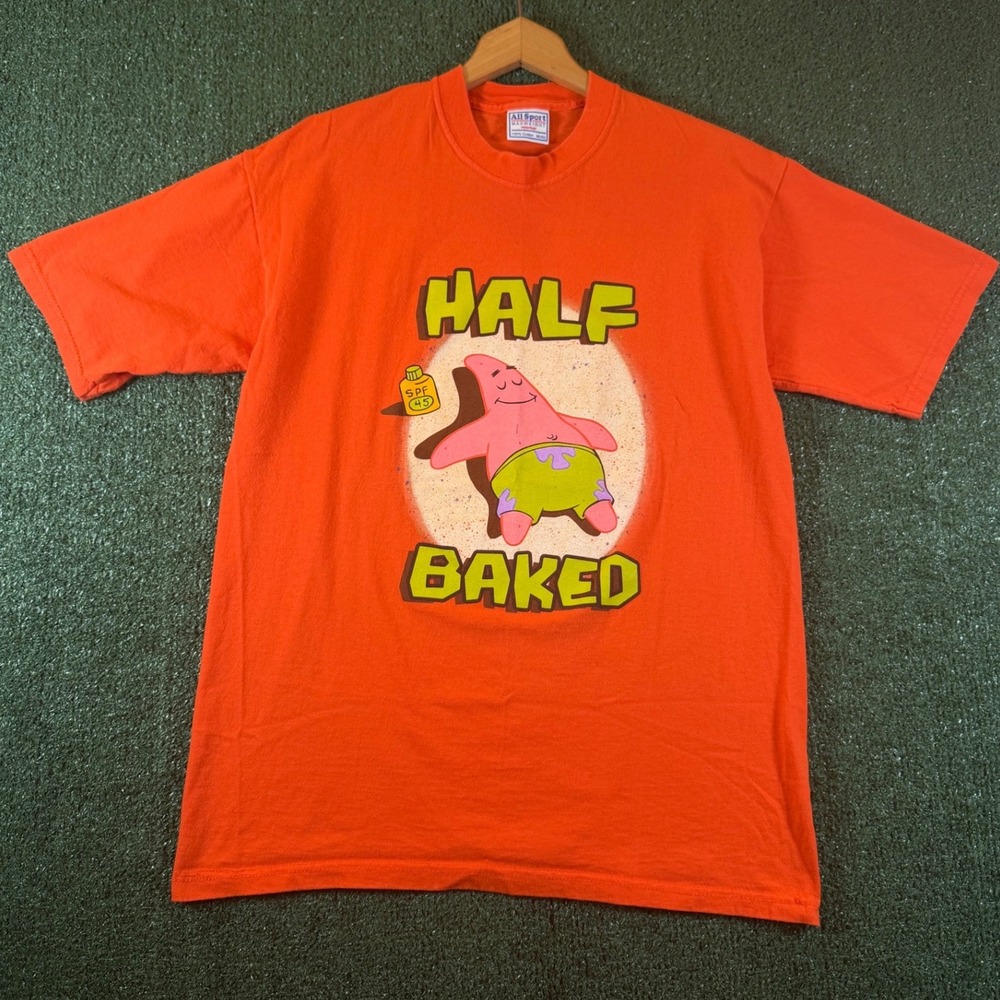 Vintage All Sport T-Shirt Men Medium Orange Patrick Star Half Baked Graphic Tee